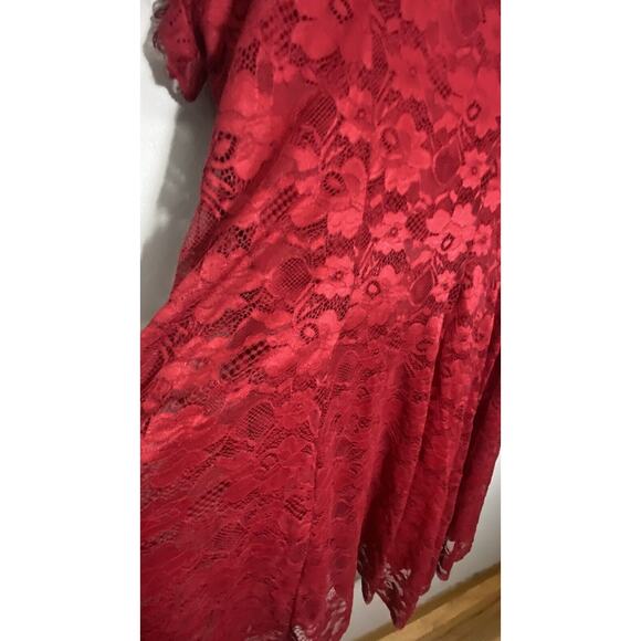 Torrid Sz 3 A Line Lace Overlay Cocktail Formal Pretty Red Party Dress - Picture 12 of 16